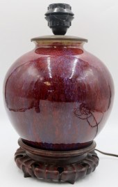 CHINESE SANG DE BEOUF LAMP. Ch