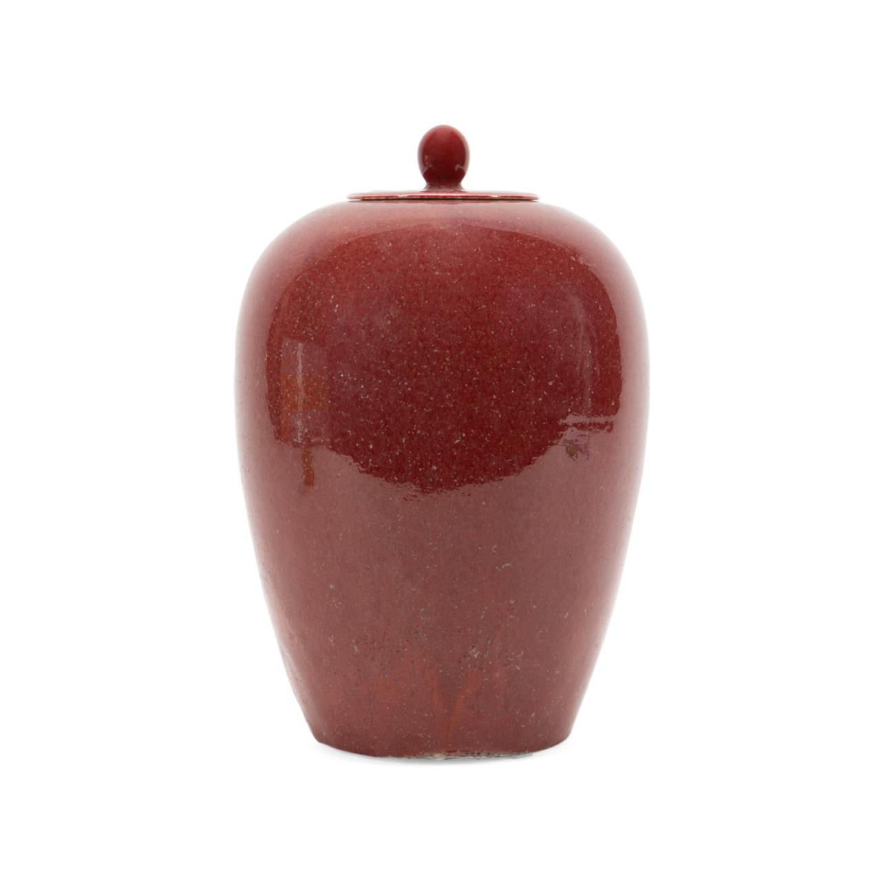 CHINESE SANG DE BOEUF COVERED JAR