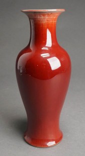 CHINESE SANG DE BOEUF VASE, H: