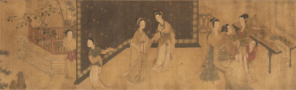 CHINESE SCENE OF FIGURES IN AN