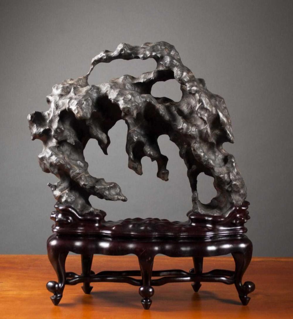 CHINESE SCHOLAR ROCK, ARCHING BLACK