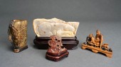CHINESE SCHOLAR STONE ON WOOD