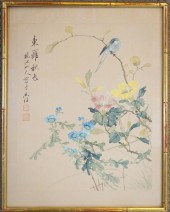 CHINESE SCHOOL, BIRD ON FLOWER