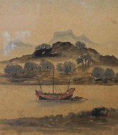 CHINESE SCHOOL, SHIP IN CALM W