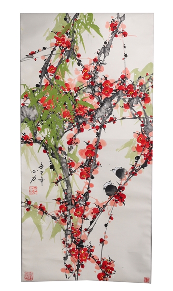 Chinese scroll depicting blossoms