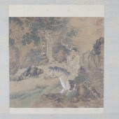 CHINESE SCROLL OF MAN ON HORSE