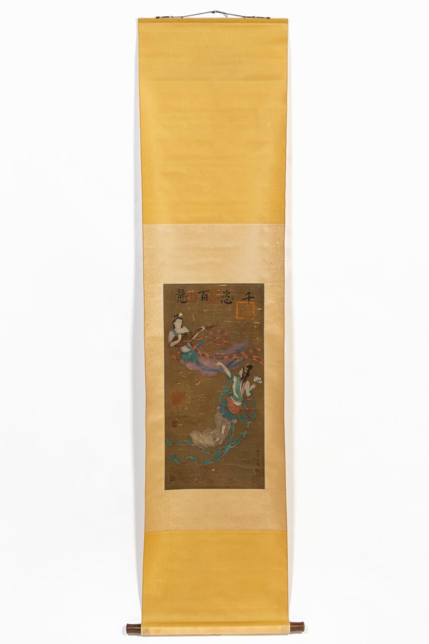 CHINESE SCROLL PAINTING OF APSARA