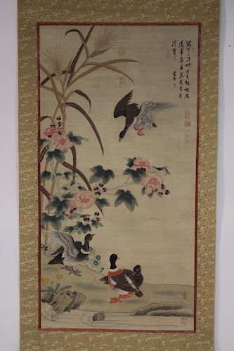 CHINESE SCROLL PAINTING, W/C