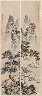 CHINESE SCROLL PAINTINGS ON PA