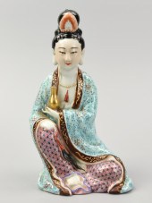 CHINESE SEATED GUANYIN W/ GILD