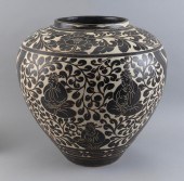 CHINESE SGRAFFITO BROWN AND WH