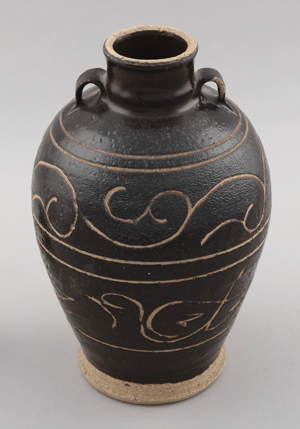 CHINESE SGRAFFITO POTTERY VASE 19TH