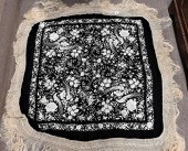 CHINESE SILK BLACK EMBROIDERED