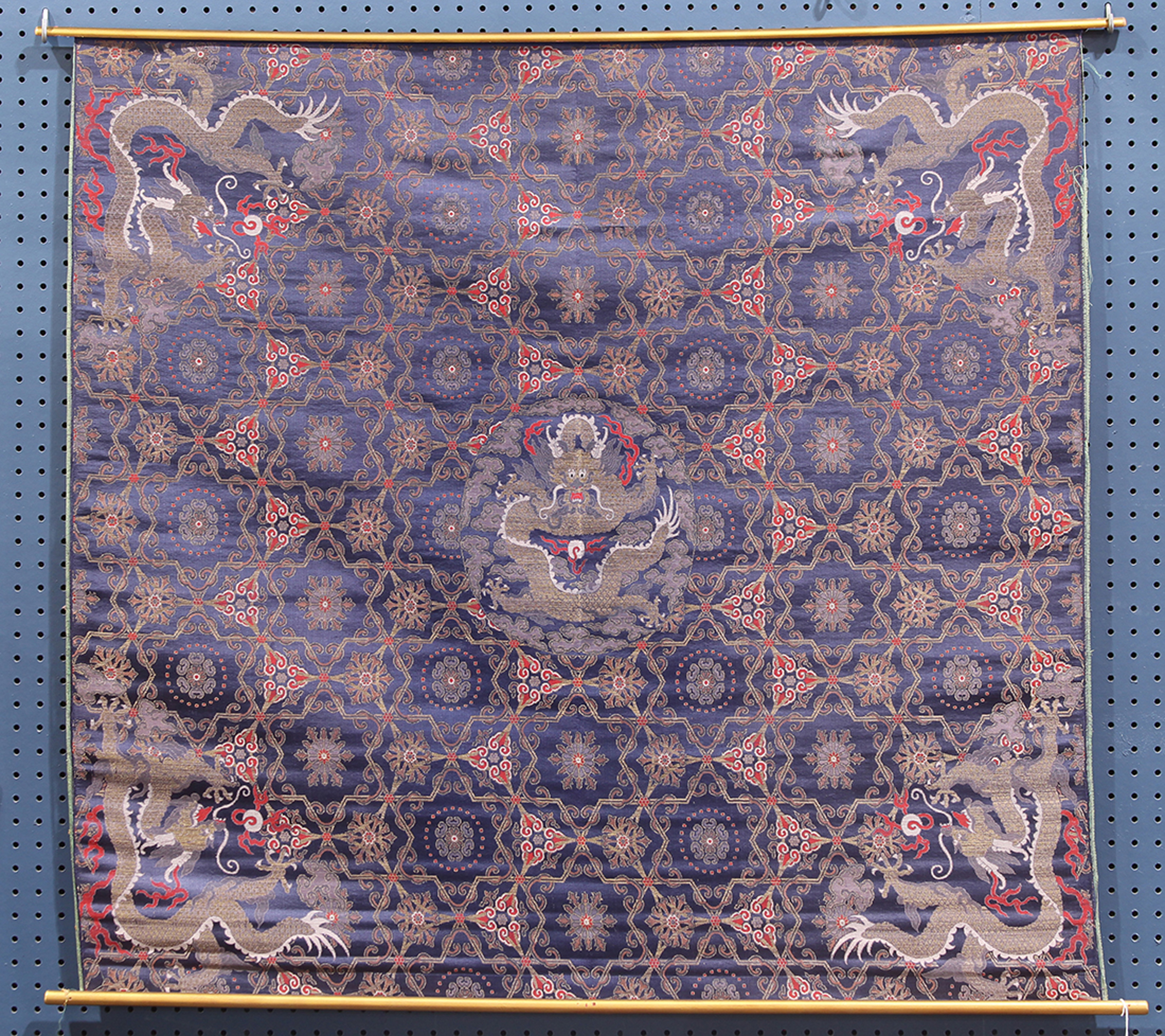 CHINESE SILK BROCADE DRAGON PANEL