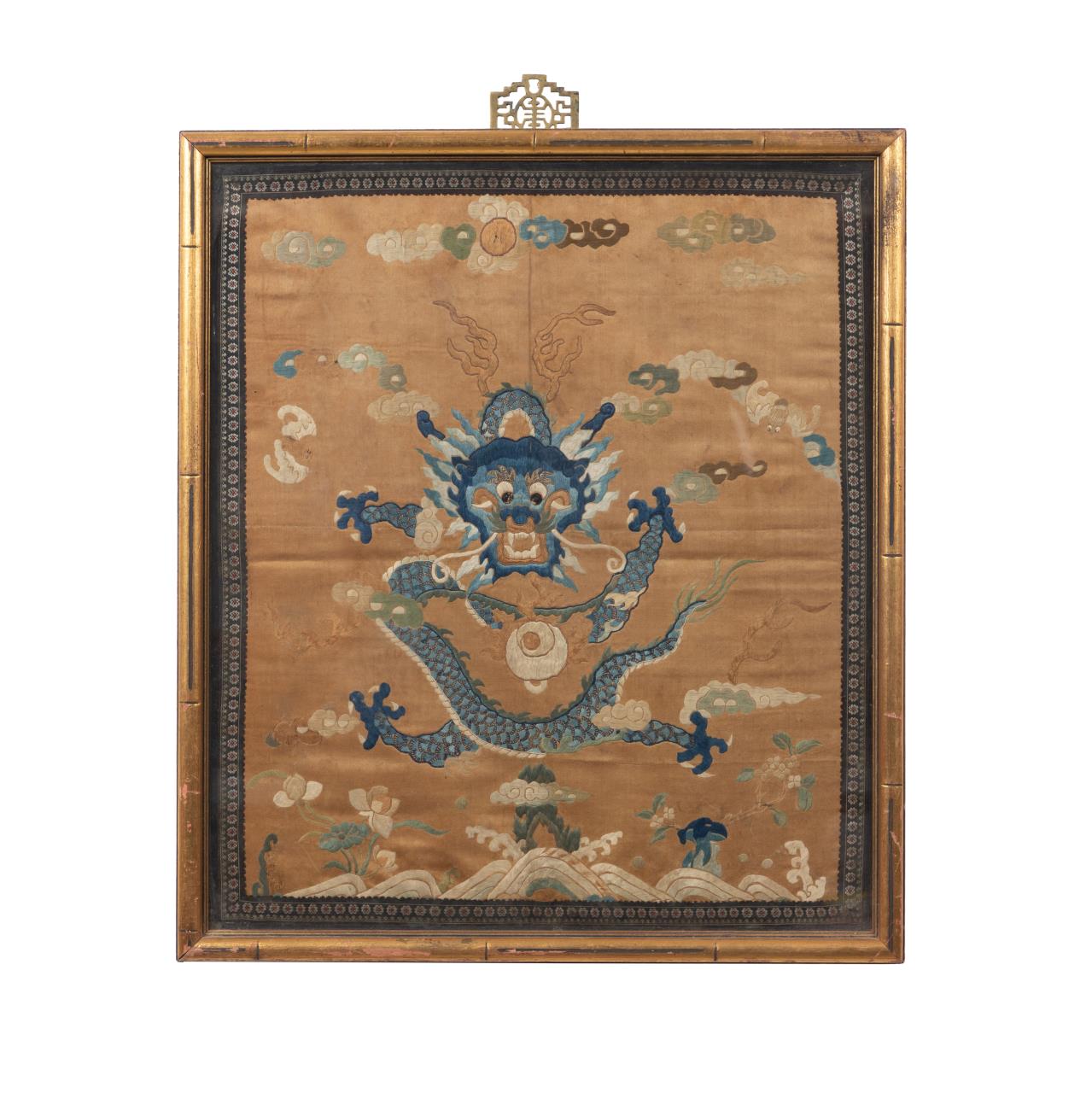 CHINESE SILK DRAGON AND BAT