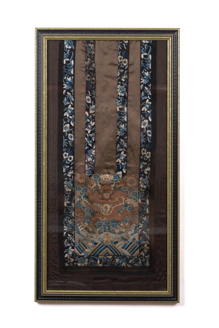 CHINESE SILK EMBROIDERED PANEL W/