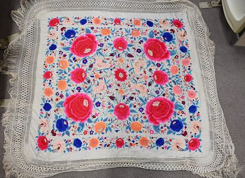 CHINESE SILK EMBROIDERED PIANO