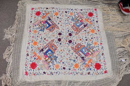 CHINESE SILK EMBROIDERED PIANO