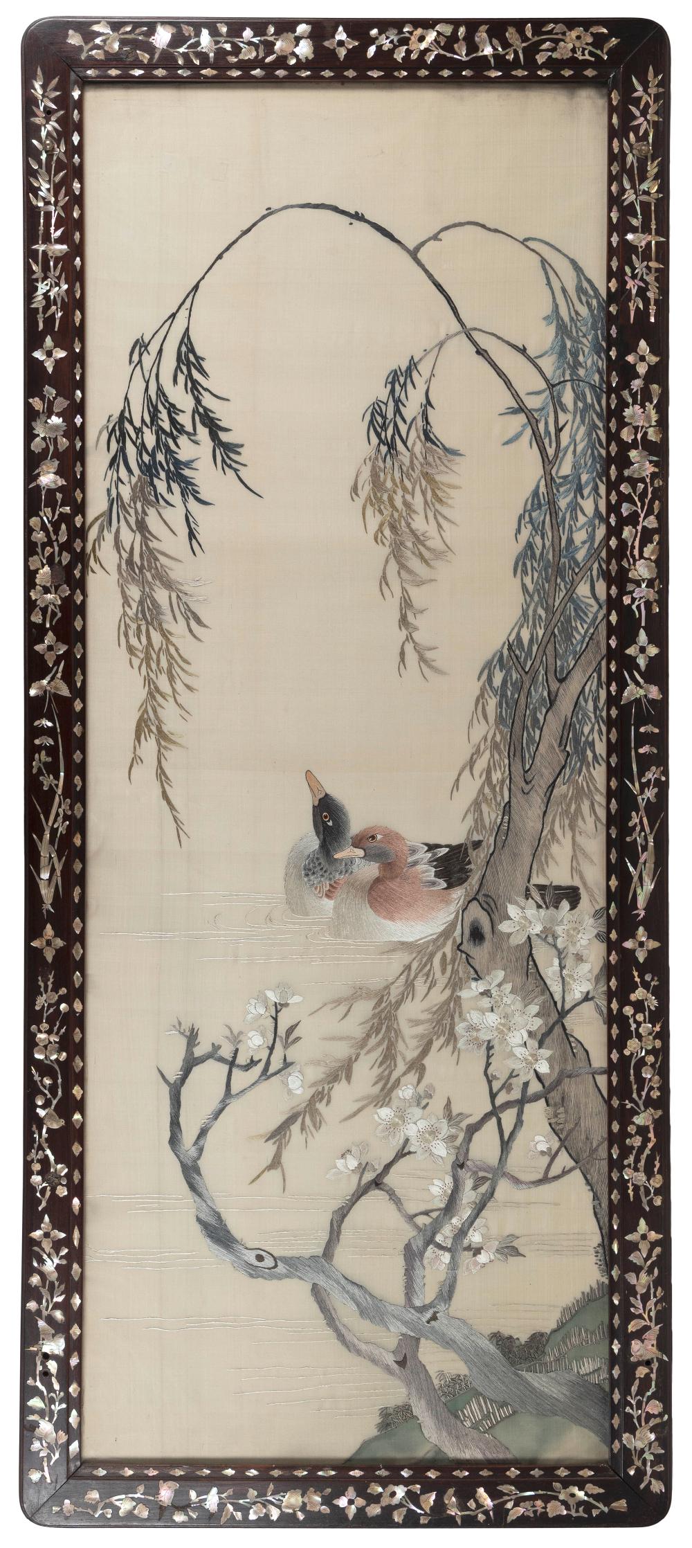 CHINESE SILK NEEDLEWORK IN A