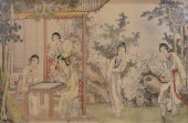 CHINESE SILK PAINTING COURTYAR