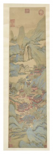 CHINESE SILK PAINTING OF LANDS