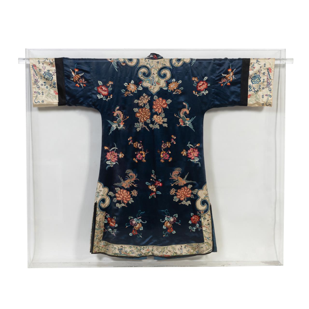 CHINESE SILK ROBE IN AN ACRYLIC