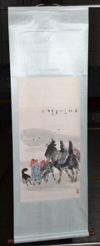Chinese Silk Scroll Painting signed
