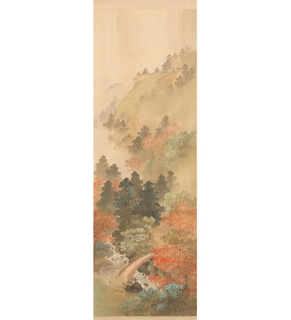 Chinese silk scroll watercolor of a