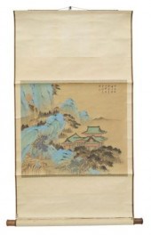 CHINESE SILK SCROLL WITH MOUNT