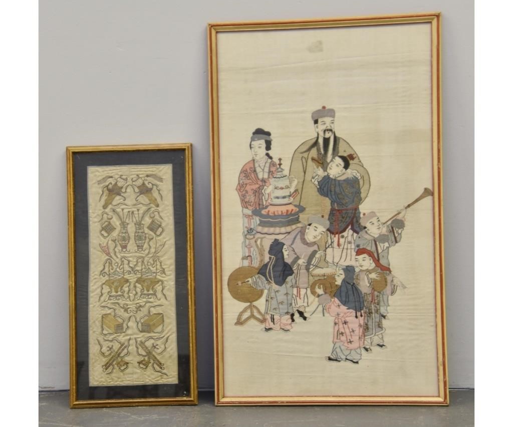 Chinese silk work of figures,