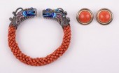 CHINESE SILVER AND ENAMEL DRAG
