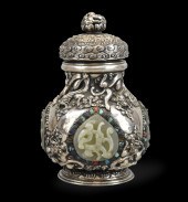 CHINESE SILVER COVERED VASE W/