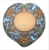 CHINESE SILVER ENAMELED GOURDE