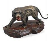 CHINESE SILVER ENAMELED TIGER