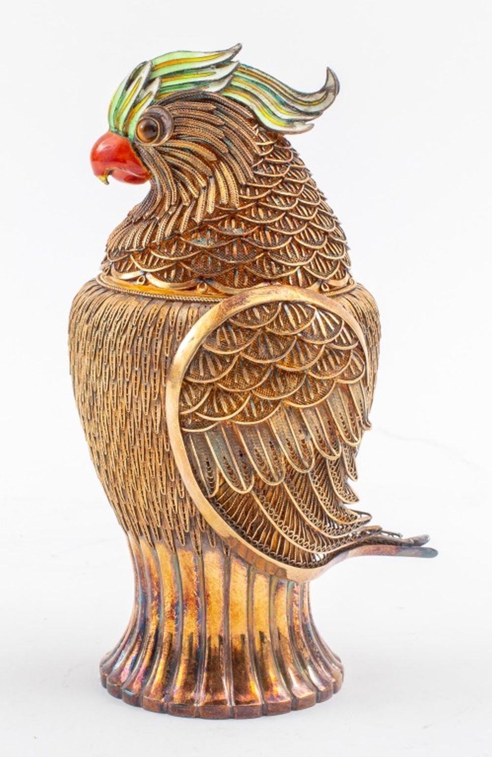 CHINESE SILVER FILIGREE ENAMEL BIRD
