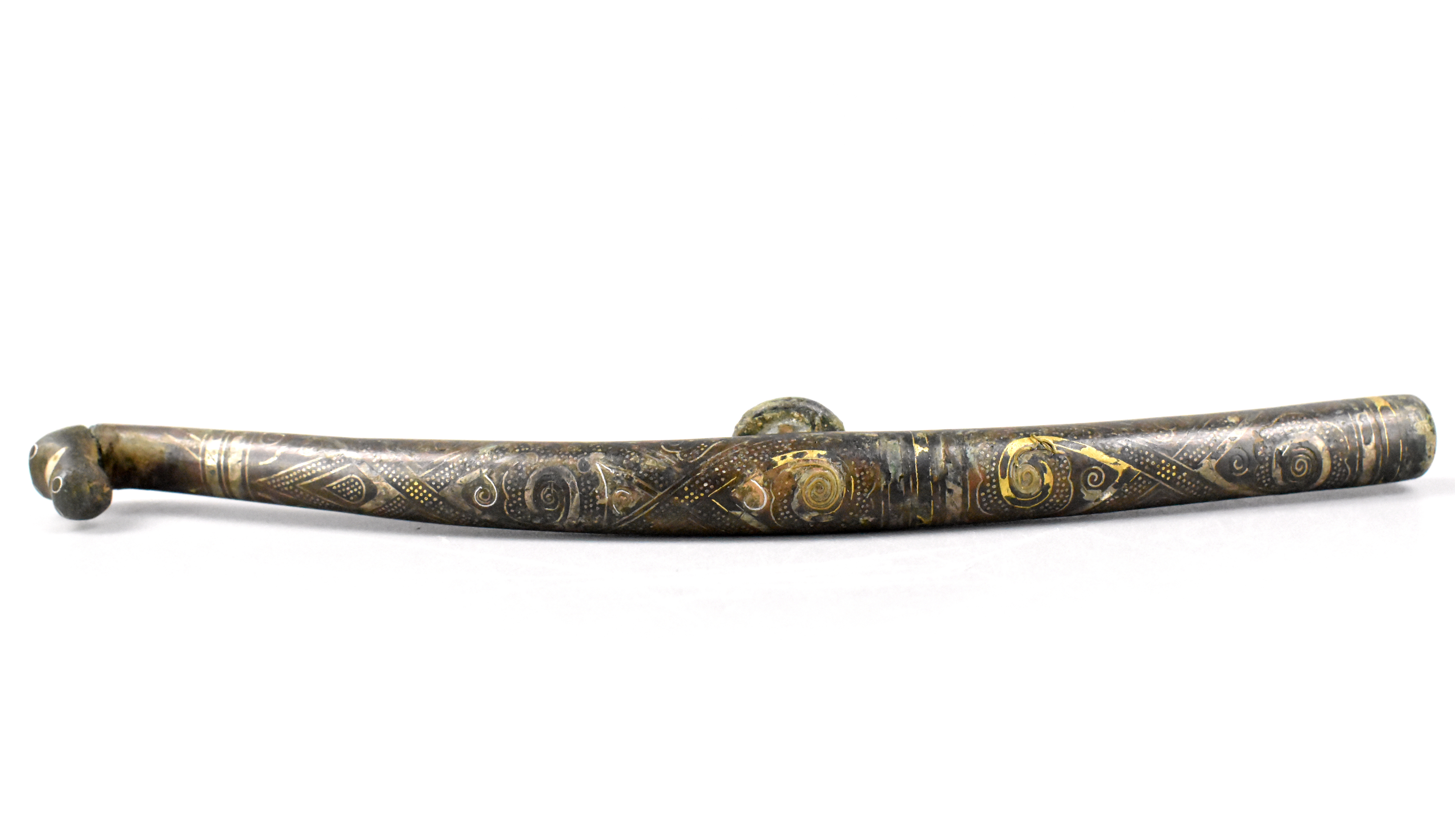 CHINESE SILVER INLAID BELT HOOK,