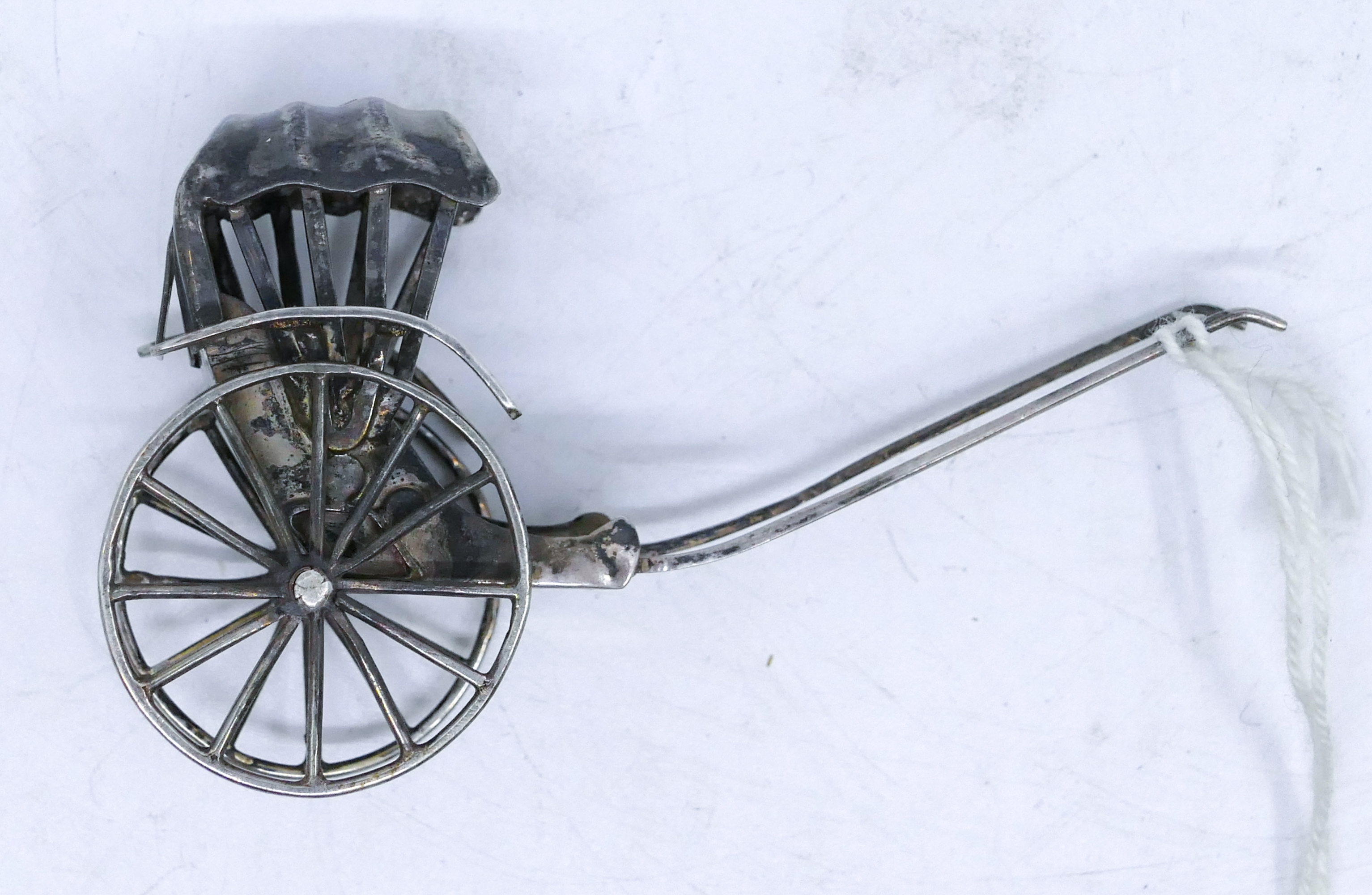 Chinese Silver Miniature Rickshaw