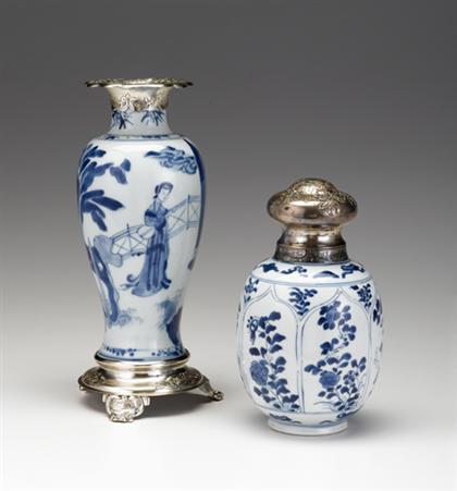 Chinese silver mounted blue and