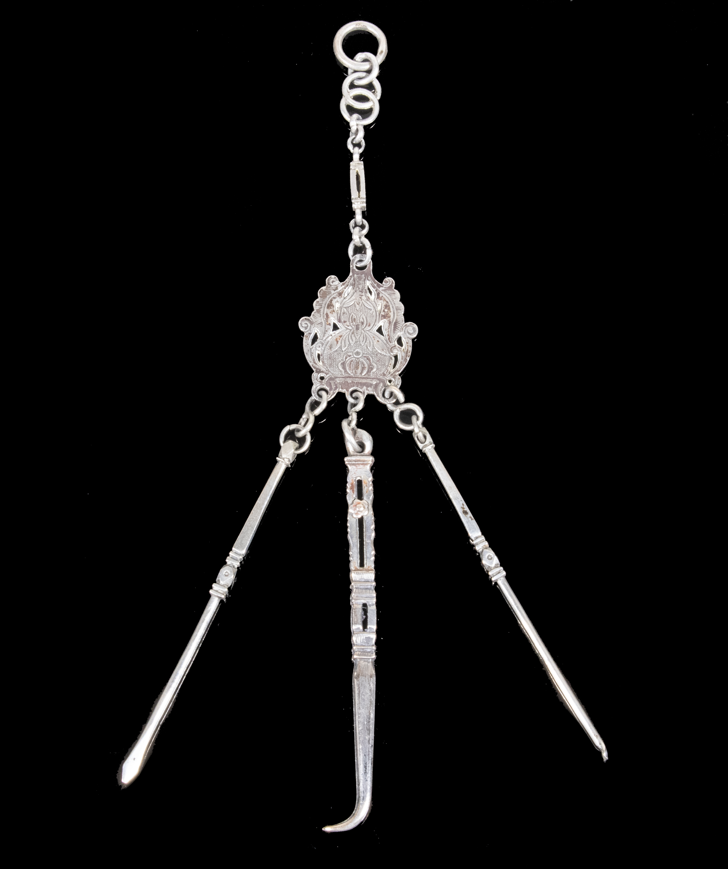 CHINESE SILVER OPIUM CHATELAINE