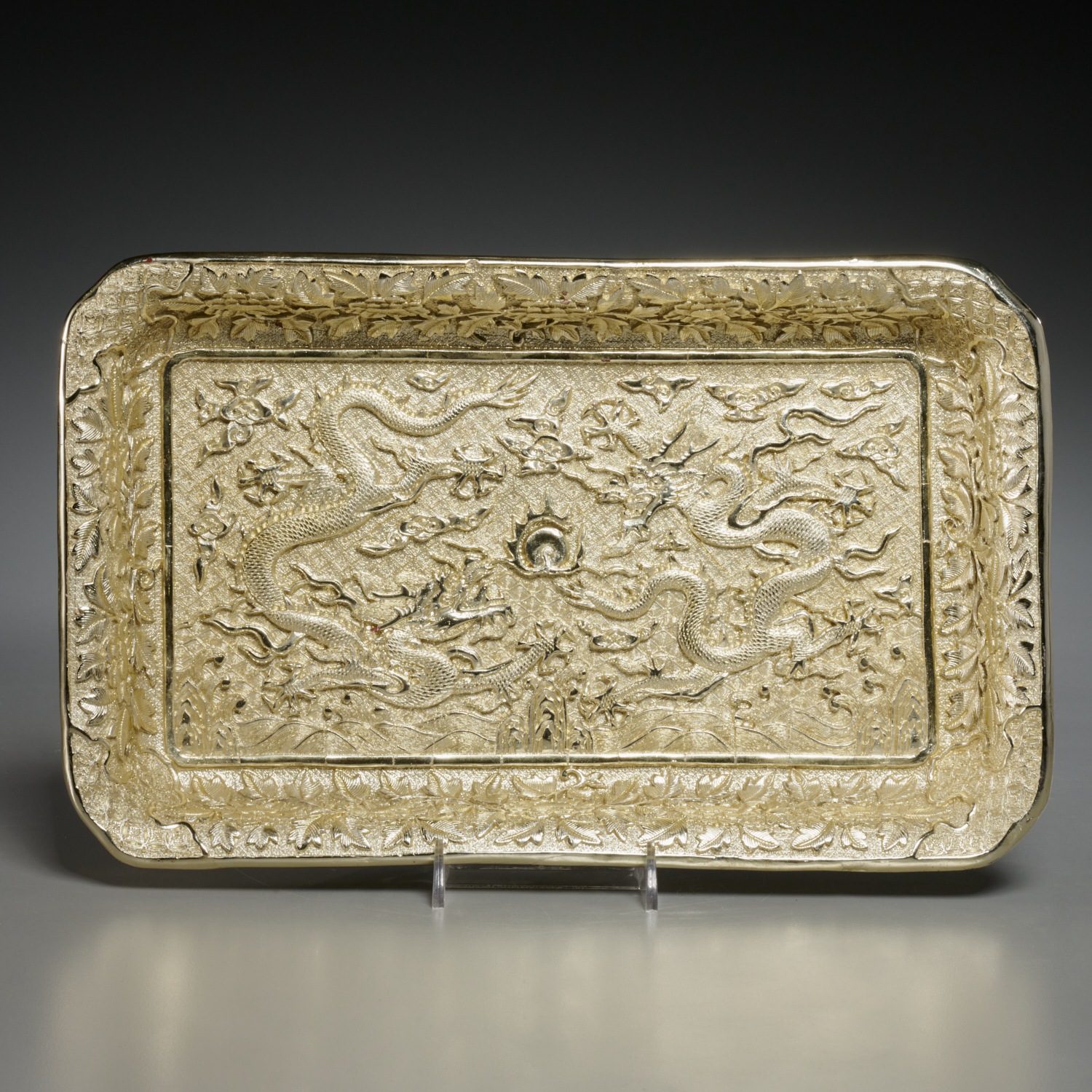 CHINESE SILVER OVERLAID LACQUER