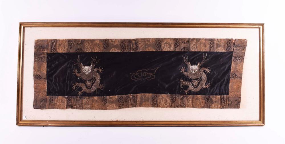 CHINESE SILVER THREAD EMBROIDERED