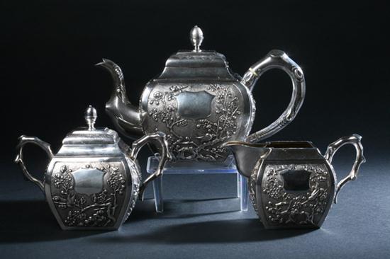 CHINESE SILVER THREE-PIECE TEA