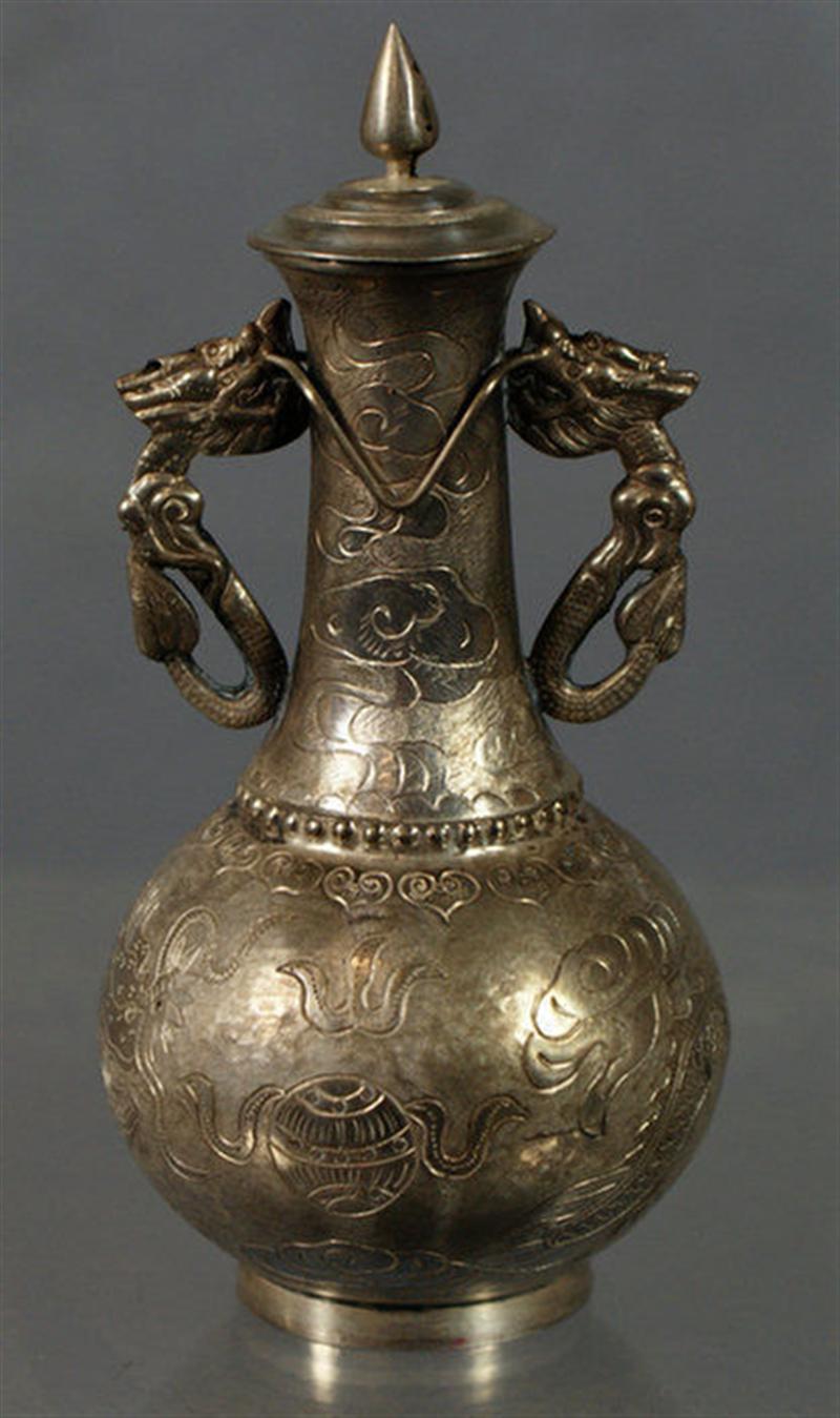 Chinese silver wine ewer,