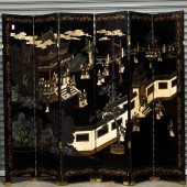 CHINESE SIX-PANEL BLACK LACQUE