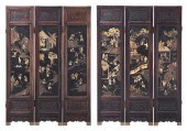CHINESE SIX-PANEL CARVED AND L