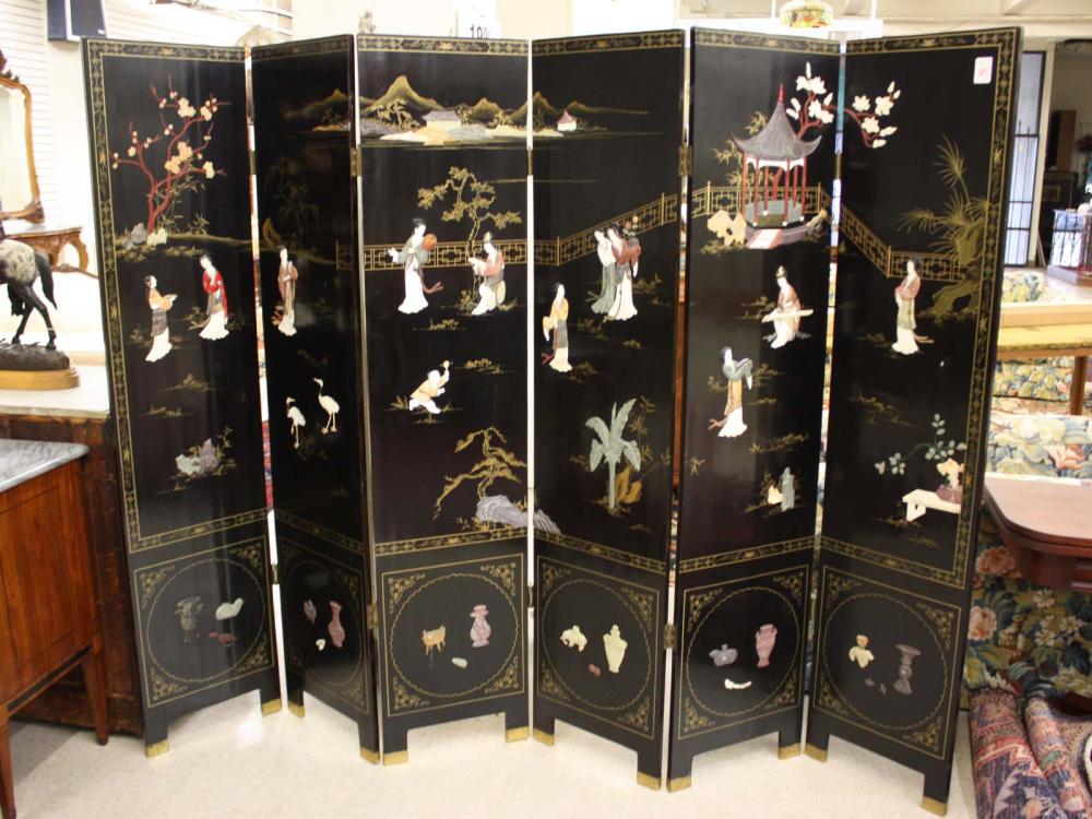 CHINESE SIX-PANEL FLOOR SCREEN,