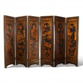 CHINESE SIX-PANEL GILT-LACQUER
