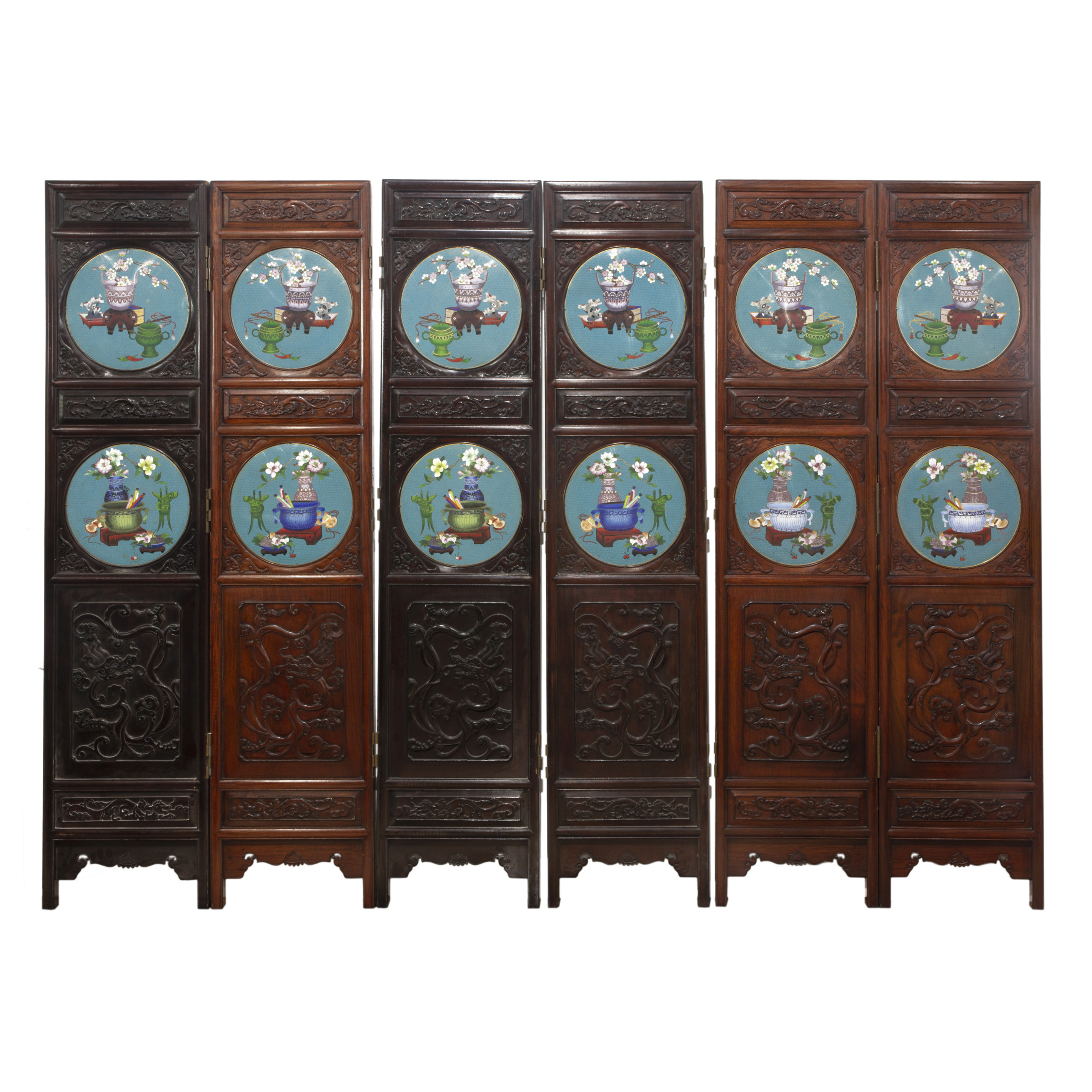 CHINESE SIX-PANEL HARDWOOD AND