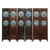 CHINESE SIX-PANEL HARDWOOD AND
