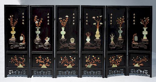 CHINESE SIX PANEL JADE SCREEN